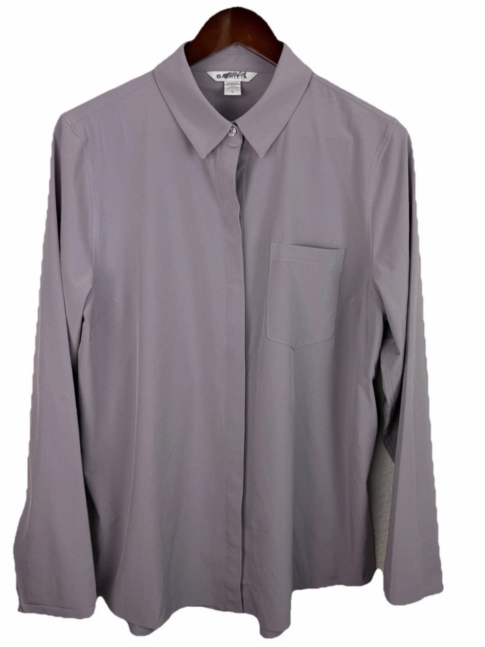 Athleta | Lavender Everlasting Concealed Button Long Sleeve Shirt